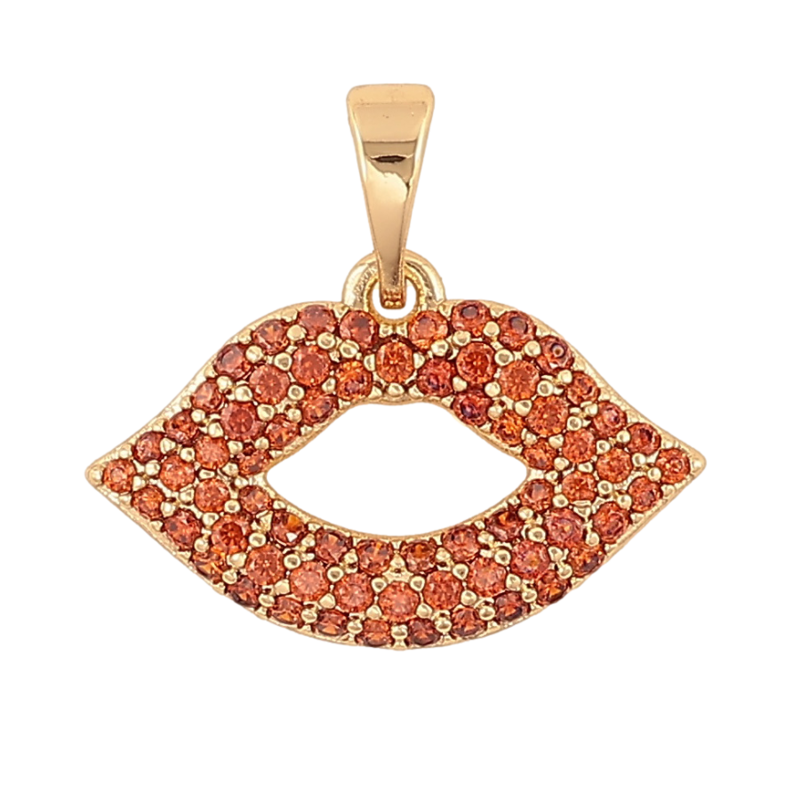 Кулон Xuping Цвет Позолота 14K Губы с красными кристаллами для цепочки до 5мм фото №1