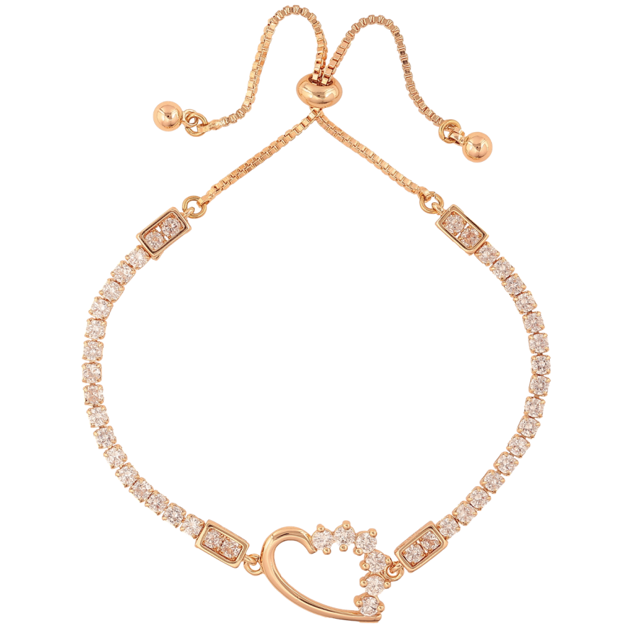 Браслет Xuping M&L Цвет 18K Дорожка кристаллов с сердечком на бегунке 14-24см х 1-13мм фото №1