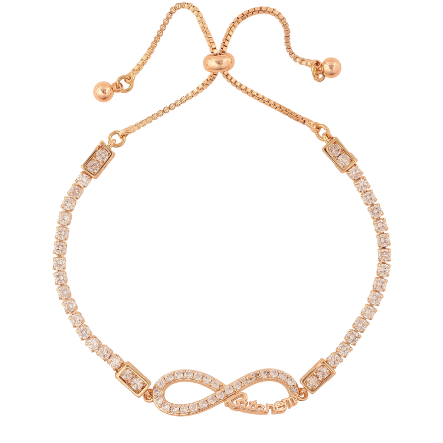 Браслет Xuping M&L Колір 18K Доріжка кристалів зі знаком нескінченності на бігунку 14-24см х 1-9мм фото №1 Браслет Xuping M&L Колір 18K Доріжка кристалів зі знаком нескінченності на бігунку 14-24см х 1-9мм фото №1