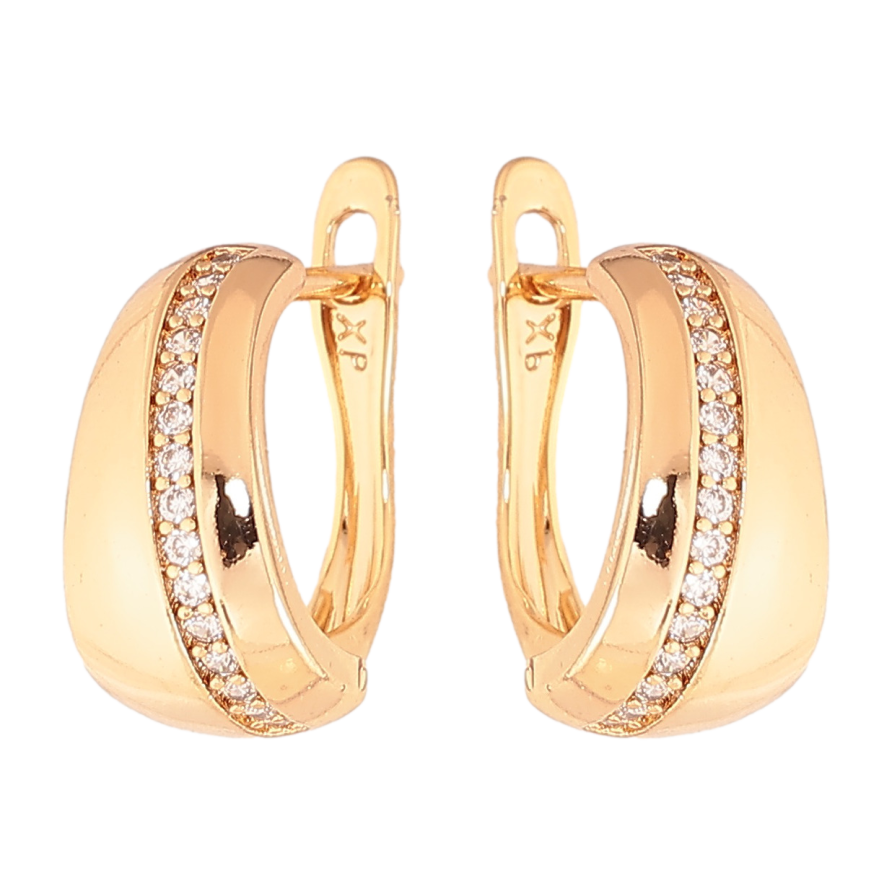 Серьги Xuping Цвет Позолота 18K английский замок Узор с дорожками кристаллов фото №1