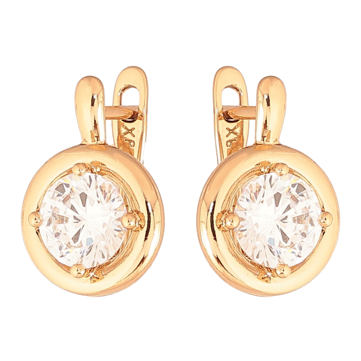 Серьги Xuping Цвет Позолота 18K английский замок Круги с кристаллами фото №2
