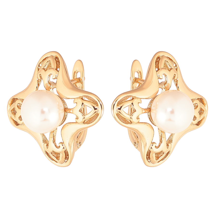Серьги Xuping Цвет Позолота 18K английский замок Декоративный узор с жемчужинами фото №1 Серьги Xuping Цвет Позолота 18K английский замок Декоративный узор с жемчужинами фото №1