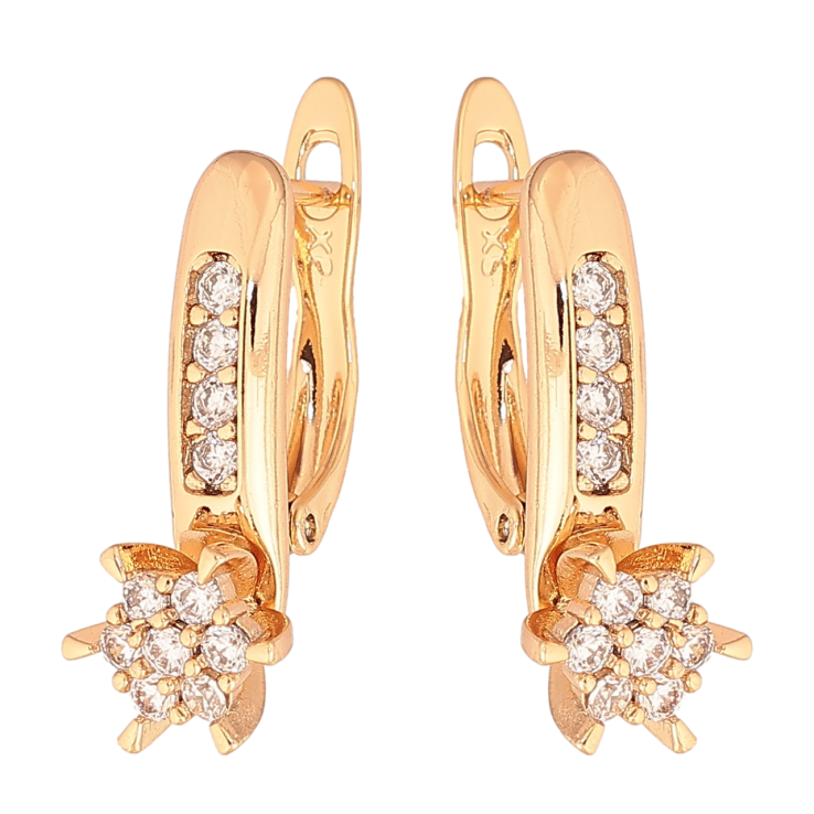 Серьги Xuping Цвет Позолота 18K английский замок Кристальные цветочки фото №7