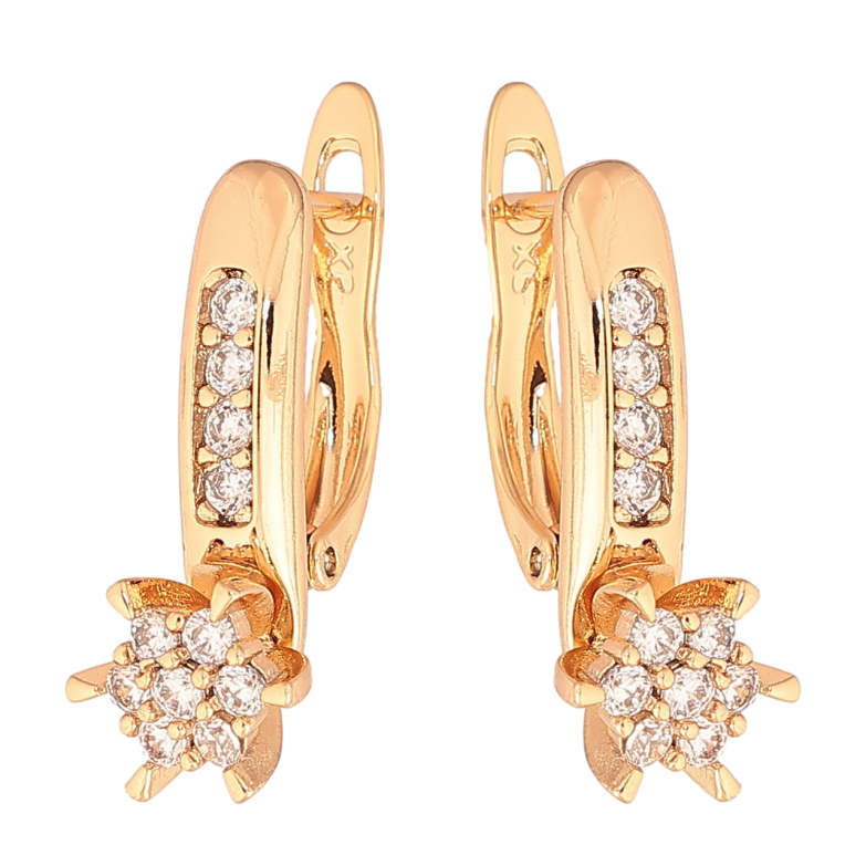 Сережки Xuping Колір Позолота 18K англійський замок Кристальні квіточки фото №1 Сережки Xuping Колір Позолота 18K англійський замок Кристальні квіточки фото №1