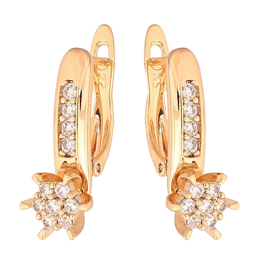Серьги Xuping Цвет Позолота 18K английский замок Кристальные цветочки фото №1 Серьги Xuping Цвет Позолота 18K английский замок Кристальные цветочки фото №1