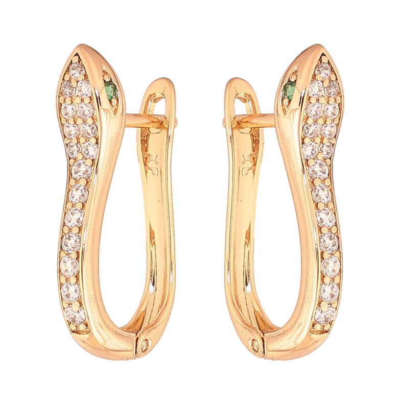 Серьги Xuping Цвет Позолота 18K английский замок Змея с инкрустацией кристаллами фото №1 Серьги Xuping Цвет Позолота 18K английский замок Змея с инкрустацией кристаллами фото №1