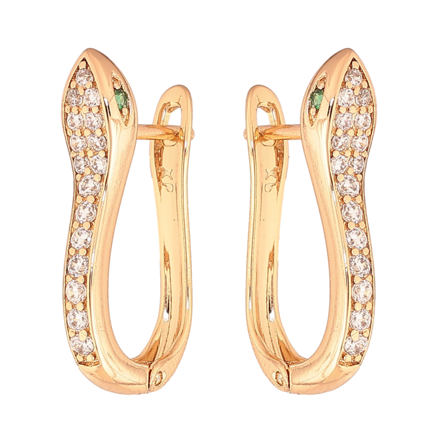 Серьги Xuping Цвет Позолота 18K английский замок Змея с инкрустацией кристаллами фото №1 Серьги Xuping Цвет Позолота 18K английский замок Змея с инкрустацией кристаллами фото №1