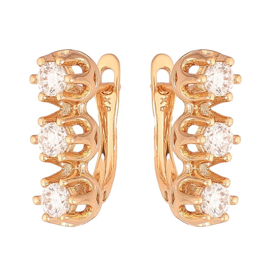 Серьги Xuping Цвет Позолота 18K английский замок Три кристалла фото №1 Серьги Xuping Цвет Позолота 18K английский замок Три кристалла фото №1