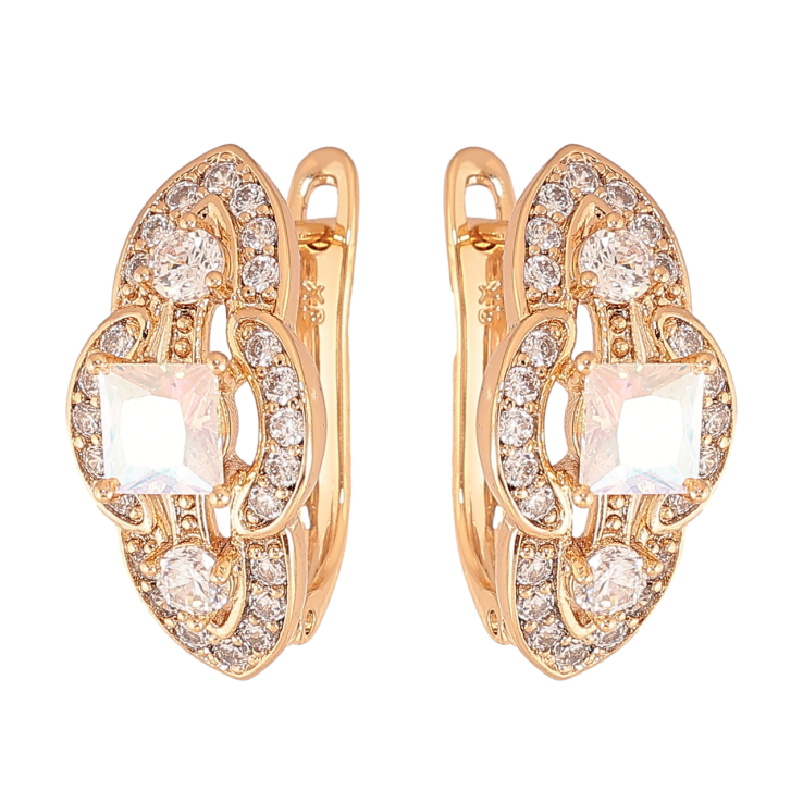Серьги Xuping Цвет Позолота 18K английский замок Узор с инкрустацией кристаллами фото №13