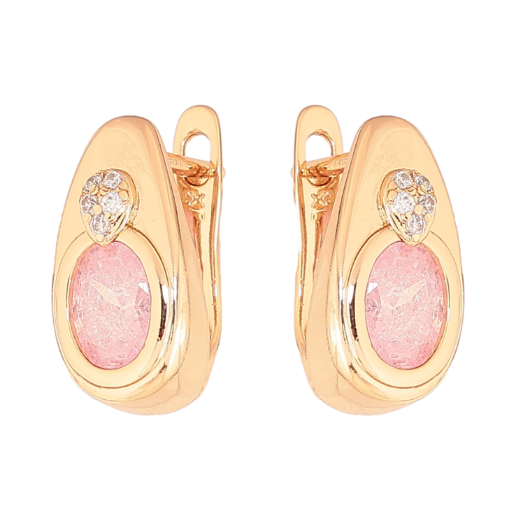Серьги Xuping Цвет Позолота 18K английский замок Капельки с розовыми кристаллами фото №21