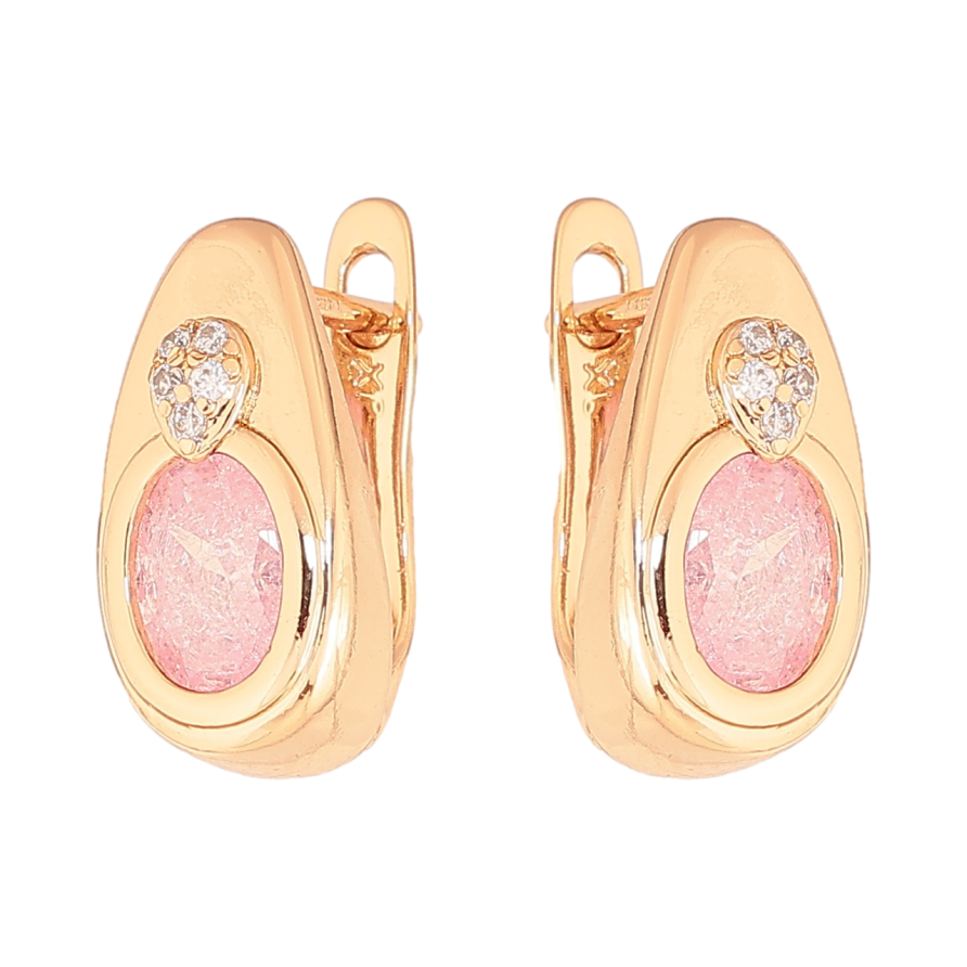 Сережки Xuping Колір Позолота 18K англійський замок Крапельки з рожевими кристалами фото №1 Сережки Xuping Колір Позолота 18K англійський замок Крапельки з рожевими кристалами фото №1