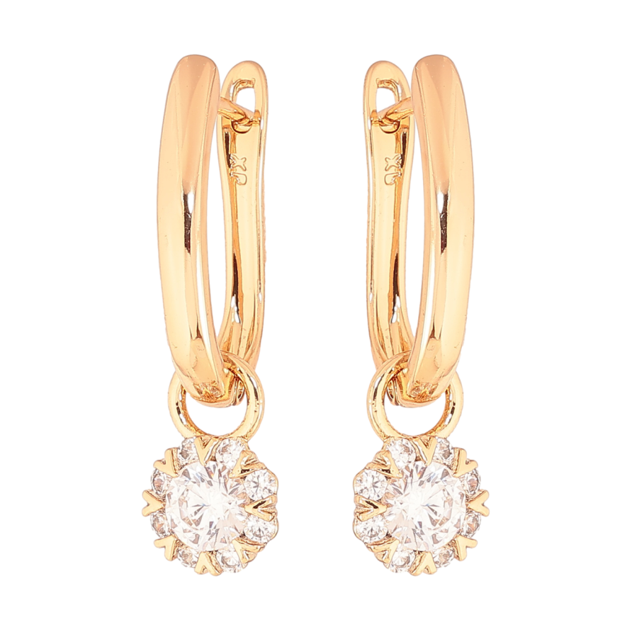 Серьги Xuping Цвет Позолота 18K английский замок Кристальные подвески 2 в 1 фото №1 Серьги Xuping Цвет Позолота 18K английский замок Кристальные подвески 2 в 1 фото №1