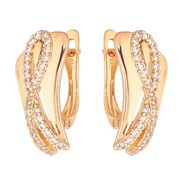 Серьги Xuping Цвет Позолота 18K английский замок Узор с кристаллами фото №7