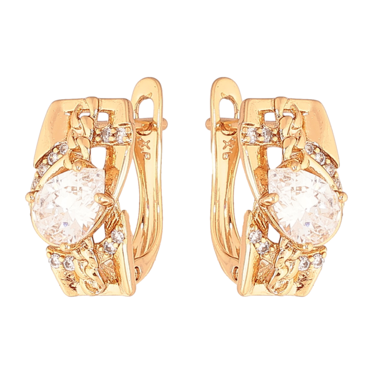 Серьги Xuping Цвет Позолота 18K английский замок Декоративный узор с кристаллами фото №11