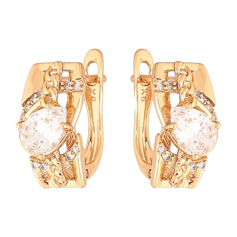 Сережки Xuping Колір Позолота 18K англійський замок Декоративний візерунок з кристалами фото №1 Сережки Xuping Колір Позолота 18K англійський замок Декоративний візерунок з кристалами фото №1