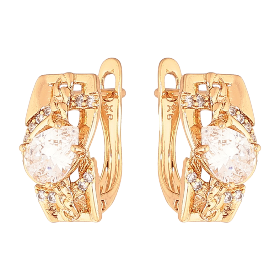 Серьги Xuping Цвет Позолота 18K английский замок Декоративный узор с кристаллами фото №1 Серьги Xuping Цвет Позолота 18K английский замок Декоративный узор с кристаллами фото №1