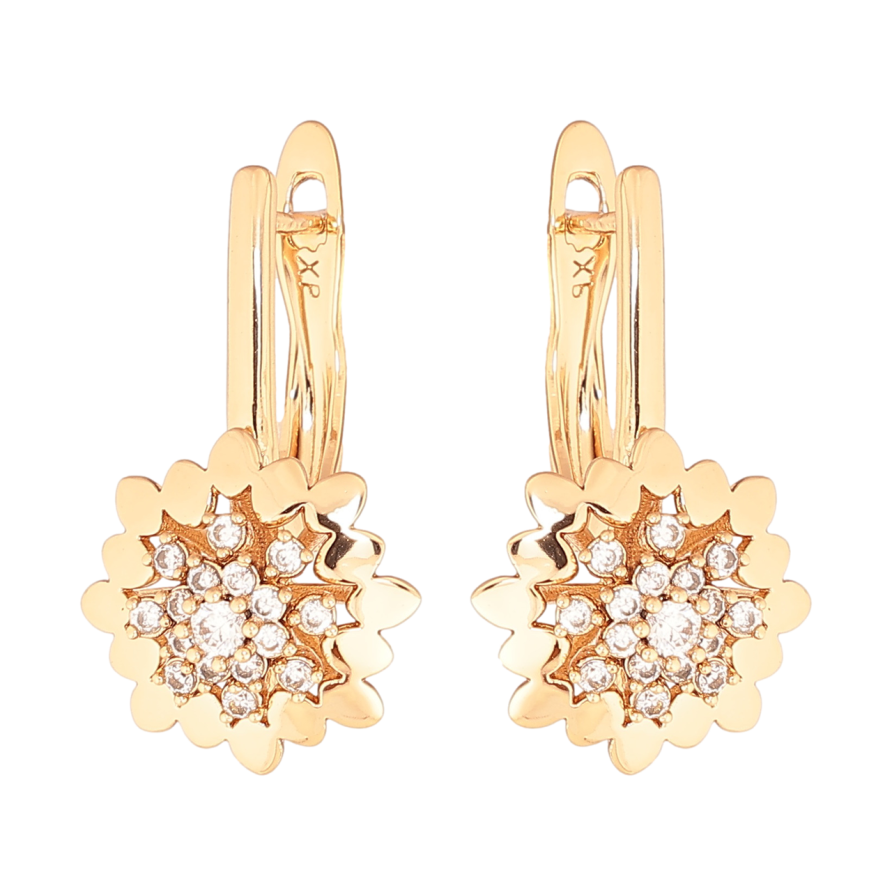 Серьги Xuping Цвет Позолота 18K английский замок Цветочки с кристаллами фото №1 Серьги Xuping Цвет Позолота 18K английский замок Цветочки с кристаллами фото №1