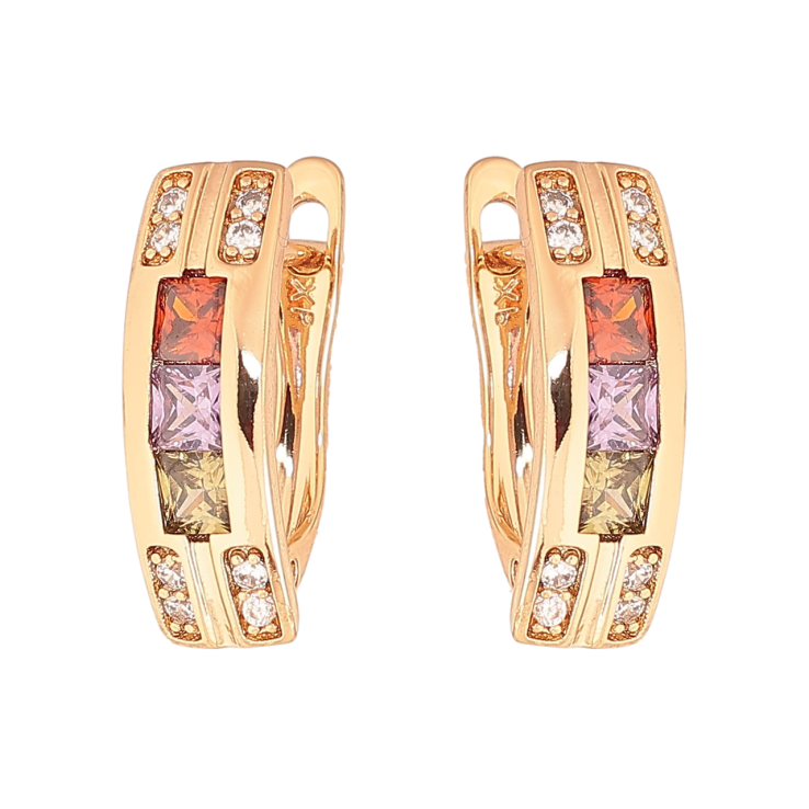Серьги Xuping Цвет Позолота 18K английский замок Узор из разноцветных кристаллов фото №7