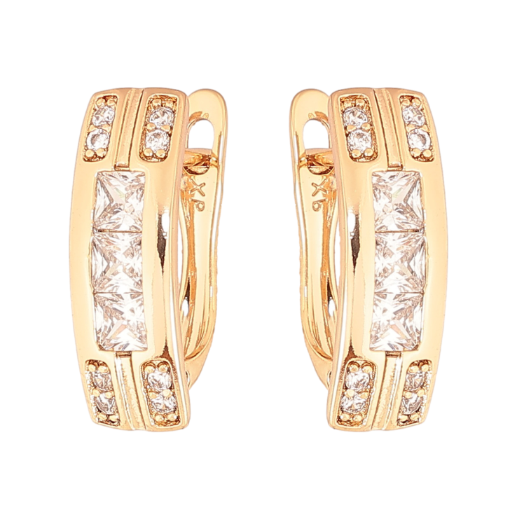 Серьги Xuping Цвет Позолота 18K английский замок Узор с кристаллами фото №13