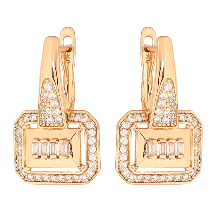 Серьги Xuping Цвет Позолота 18K английский замок Узор с инкрустацией кристаллами фото №5