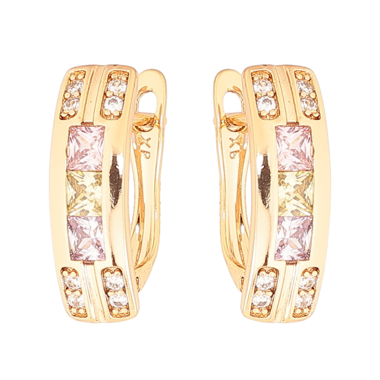 Серьги Xuping Цвет Позолота 18K английский замок Узор из разноцветных кристаллов фото №25