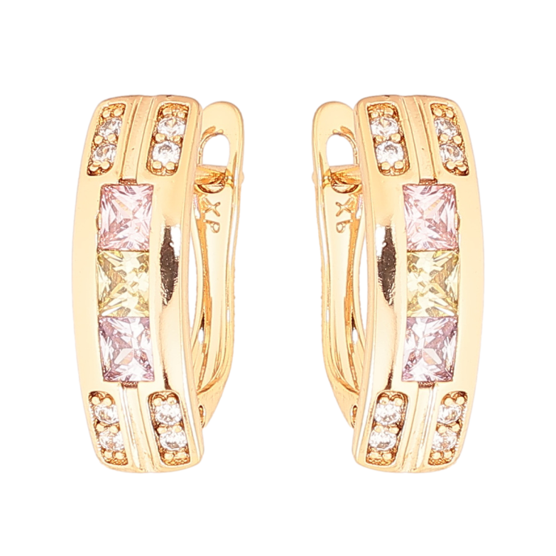 Серьги Xuping Цвет Позолота 18K английский замок Узор из разноцветных кристаллов фото №2 Серьги Xuping Цвет Позолота 18K английский замок Узор из разноцветных кристаллов фото №2