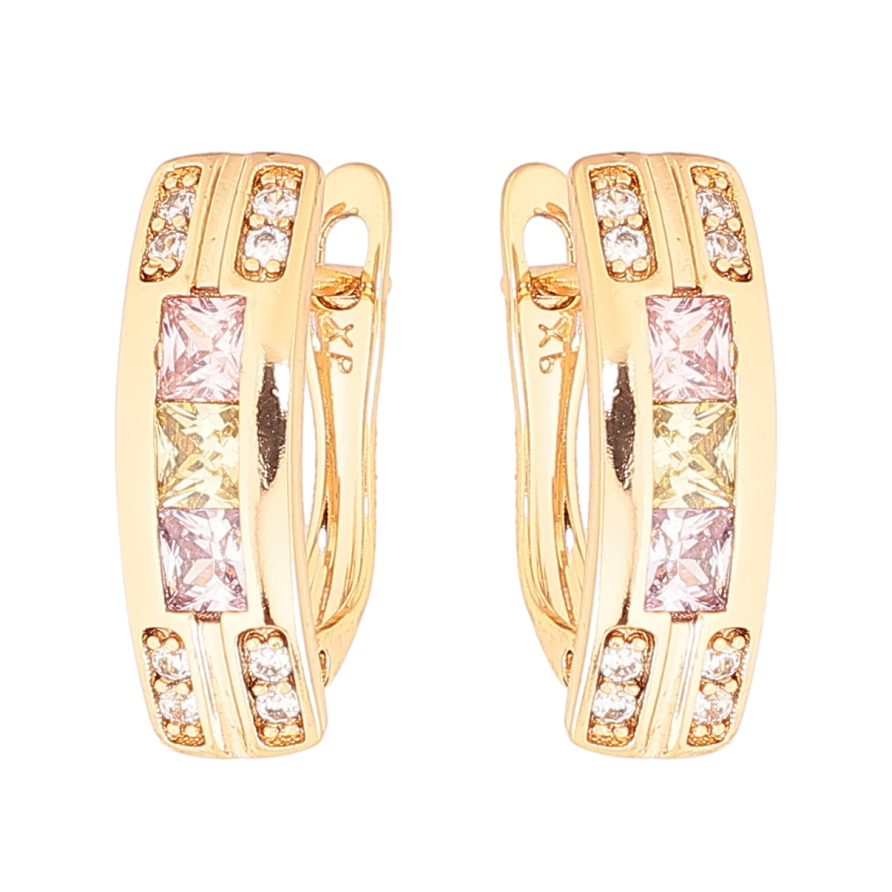 Серьги Xuping Цвет Позолота 18K английский замок Узор из разноцветных кристаллов фото №1 Серьги Xuping Цвет Позолота 18K английский замок Узор из разноцветных кристаллов фото №1