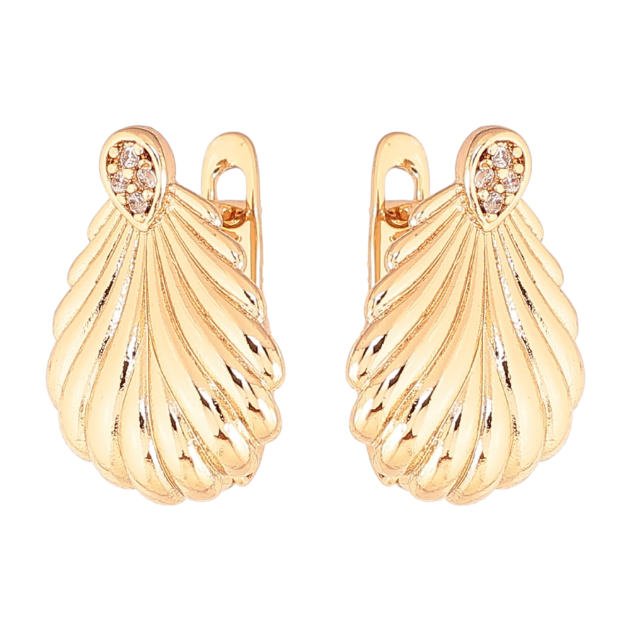 Сережки Xuping Колір Позолота 18K англійський замок Мушлі з кристалами фото №1 Сережки Xuping Колір Позолота 18K англійський замок Мушлі з кристалами фото №1