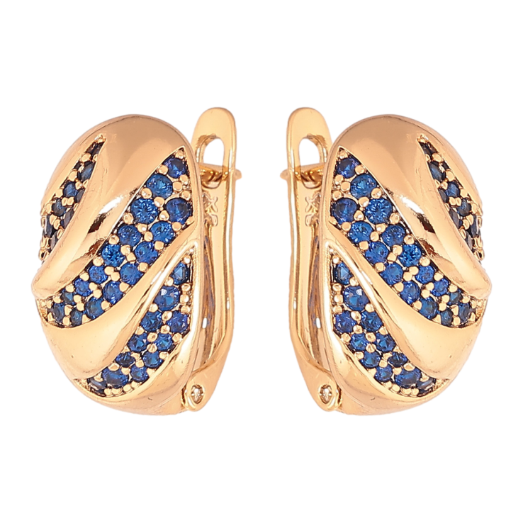 Серьги Xuping Цвет Позолота 18K английский замок Инкрустация синими кристаллами фото №8