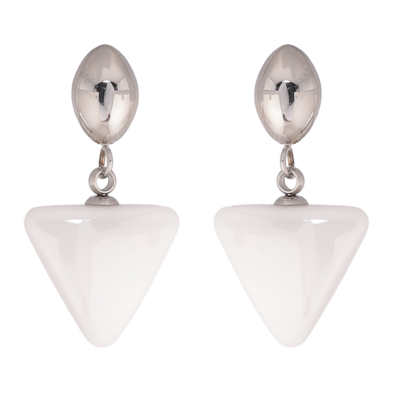 Сережки Xuping TTM Stainless Steel колір Родій пусети Підвіски з білою керамікою фото №3 Сережки Xuping TTM Stainless Steel колір Родій пусети Підвіски з білою керамікою фото №3