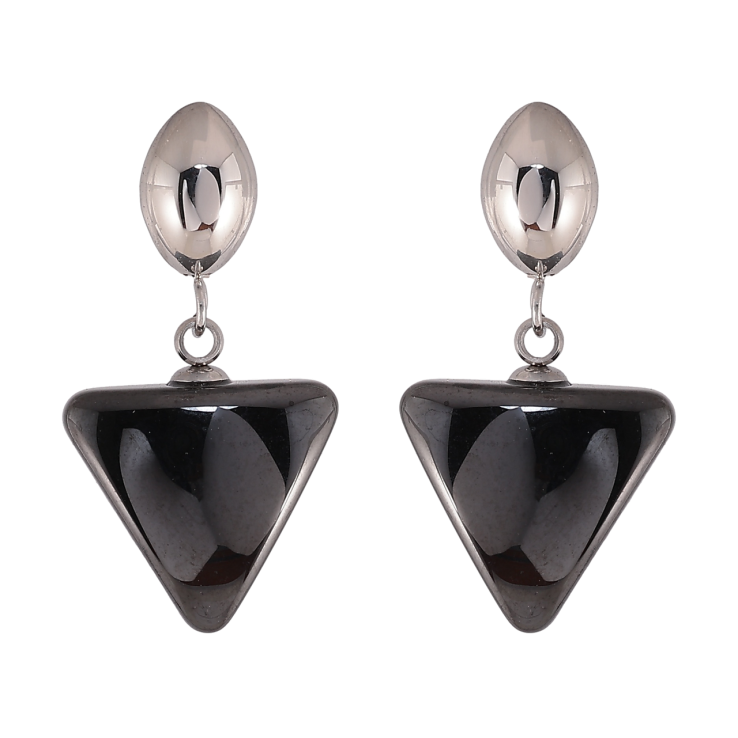 Серьги Xuping TTM Stainless Steel цвет Родий пусеты Подвески с черной керамикой фото №7