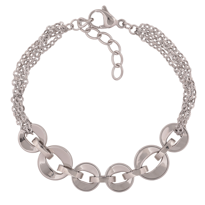 Браслет Xuping ТТМ Stainless Steel цвет Родий Цепочки с декоративной вставкой длина с доп. цепочкой 18-21см х 2-12мм фото №2