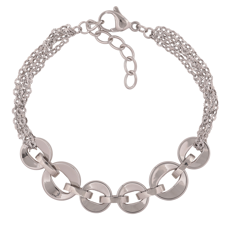 Браслет Xuping ТТМ Stainless Steel цвет Родий Цепочки с декоративной вставкой длина с доп. цепочкой 18-21см х 2-12мм фото №1