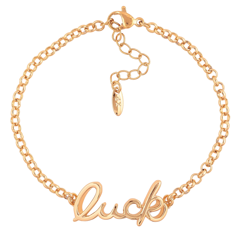 Браслет Xuping Колір Позолота 18K Ланцюжок з написом Luck розмір з дод. ланцюжком 17-21см х 3-12мм фото №3