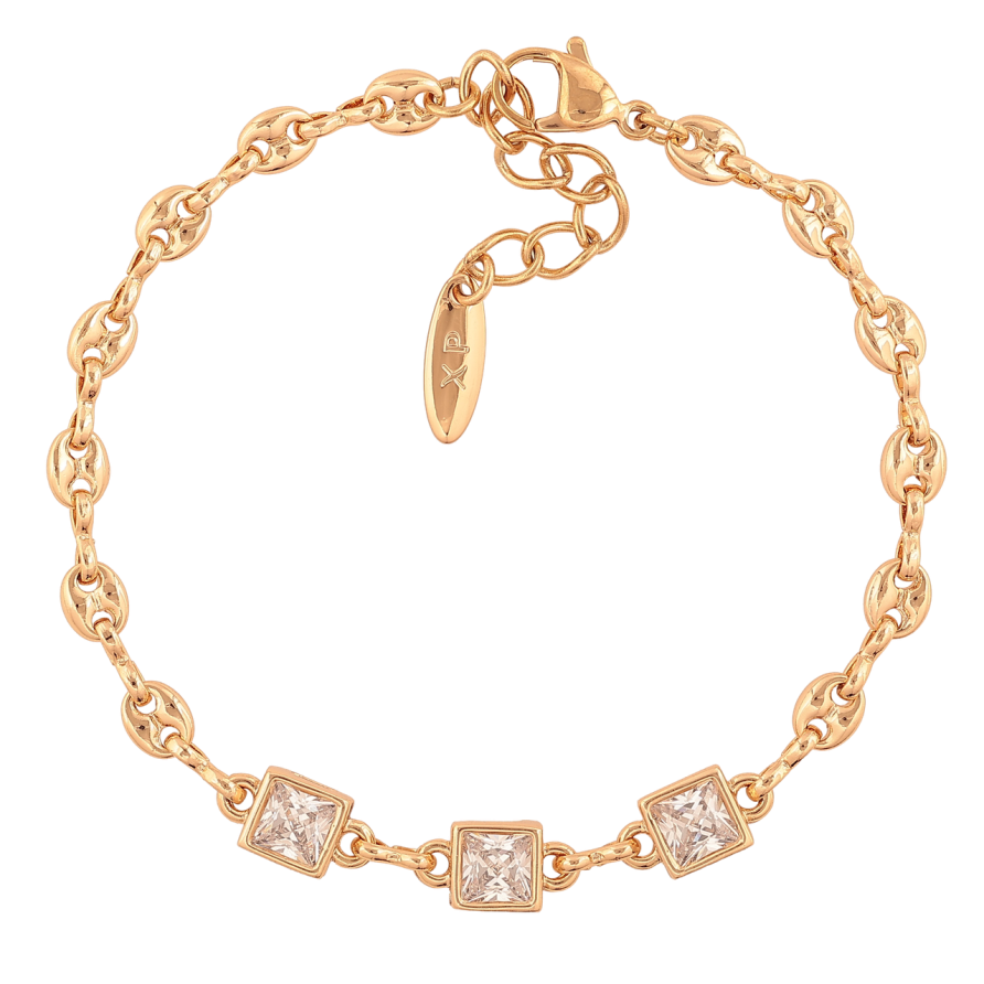 Браслет Xuping Цвет Позолота 18K Цепочка с кристаллами размер с доп. цепочкой 18-21см х 6мм фото №1
