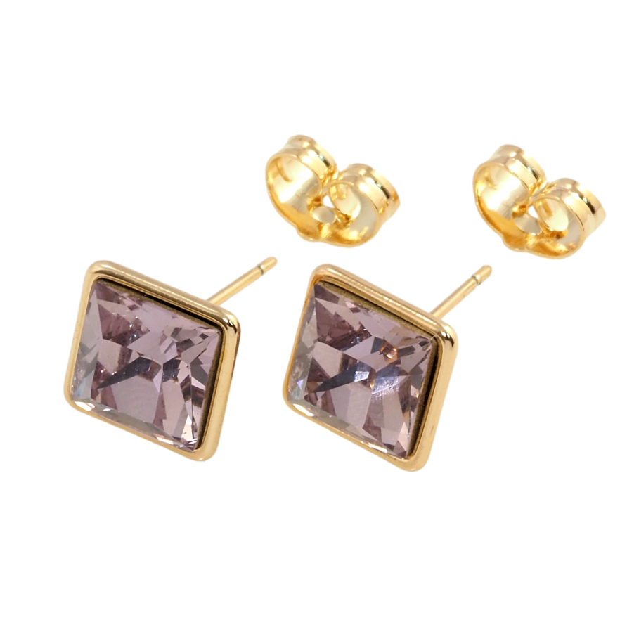 Серьги Xuping цвет 18K с кристаллами Swarovski пусеты Квадратный Кристалл в Глухой Оправе фото №1 Серьги Xuping цвет 18K с кристаллами Swarovski пусеты Квадратный Кристалл в Глухой Оправе фото №1
