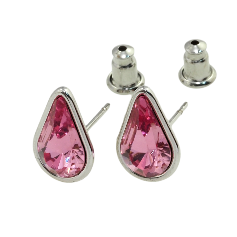 Сережки Xuping колір Родій з кристалами Swarovski пусети Рожевий Кристал Крапелька фото №3 Сережки Xuping колір Родій з кристалами Swarovski пусети Рожевий Кристал Крапелька фото №3