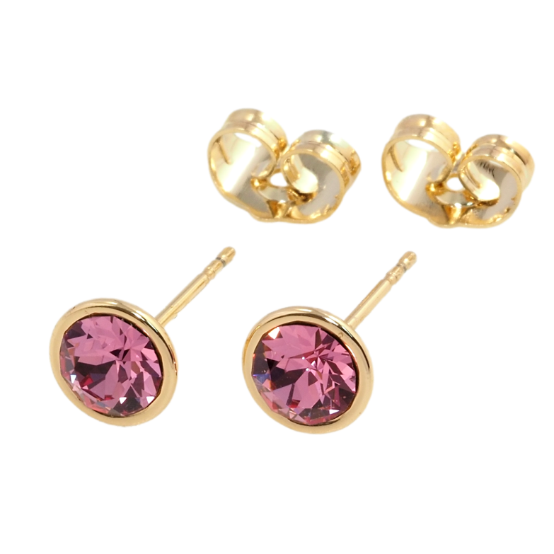 Сережки Xuping колір 18K з кристалами Swarovski пусети Рожевий Кристал у Глухій Оправі ø 5,5мм фото №1 Сережки Xuping колір 18K з кристалами Swarovski пусети Рожевий Кристал у Глухій Оправі ø 5,5мм фото №1