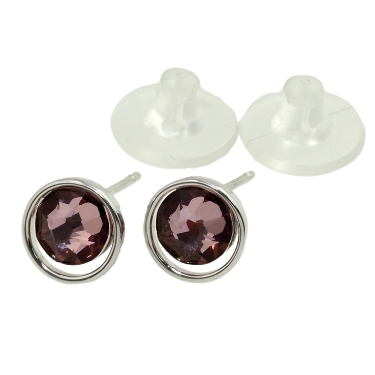 Серьги Xuping цвет Родий с кристаллами Swarovski пусеты Кристалл в Оправе Круглый Ободок ø 6мм фото №8