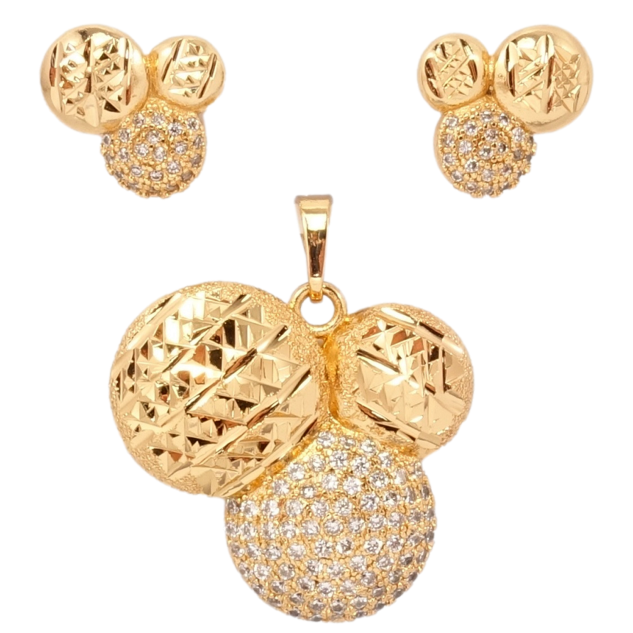Набір Xuping Позолота 18K Сережки Кулон Тріо фото №1 Набір Xuping Позолота 18K Сережки Кулон Тріо фото №1