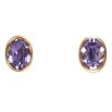 Сережки Xuping колір 18K з кристалами Swarovski пусети Фіолетовий овальний кристал в ободковій оправі фото №2