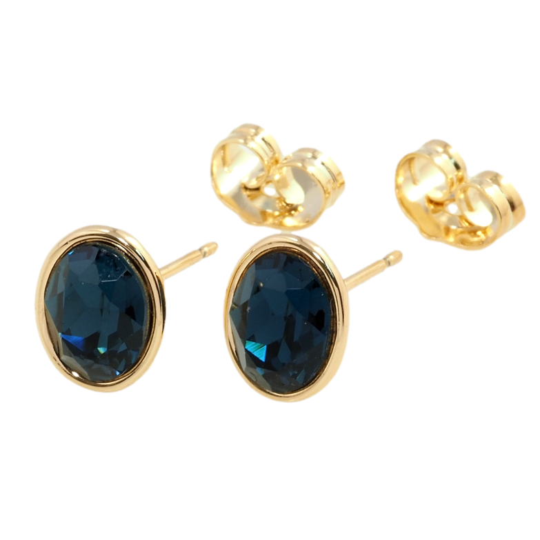 Сережки Xuping колір 18K з кристалами Swarovski пусети Синій овальний кристал в ободковій оправі 8х6мм фото №20 Сережки Xuping колір 18K з кристалами Swarovski пусети Синій овальний кристал в ободковій оправі 8х6мм фото №20