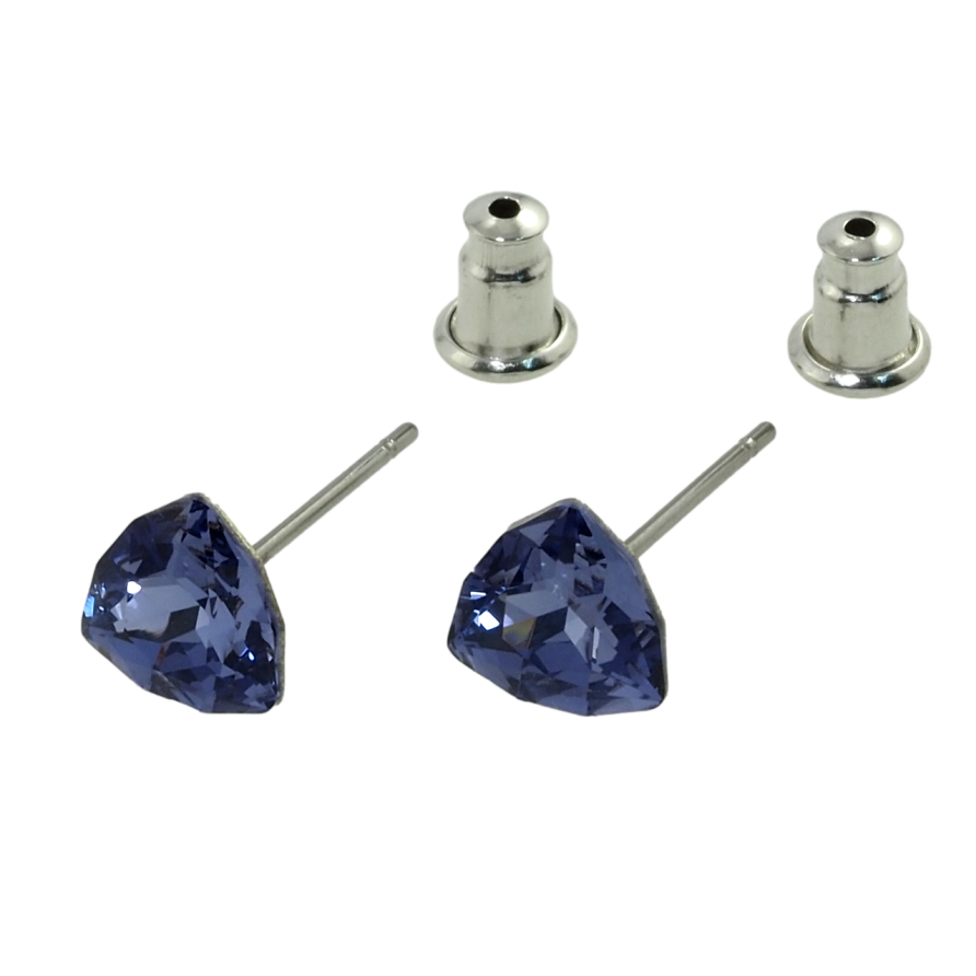 Серьги Xuping цвет Родий с кристаллами Swarovski пусеты Треугольный кристалл Purple Velvet 7 мм фото №1 Серьги Xuping цвет Родий с кристаллами Swarovski пусеты Треугольный кристалл Purple Velvet 7 мм фото №1