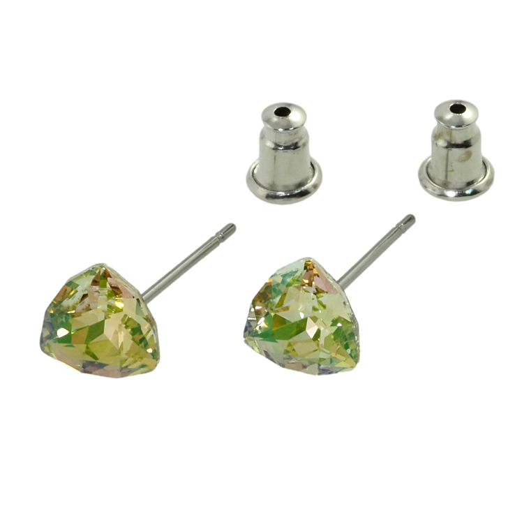Серьги Xuping цвет Родий с кристаллами Swarovski пусеты Треугольный кристалл Lime 7 мм фото №24 Серьги Xuping цвет Родий с кристаллами Swarovski пусеты Треугольный кристалл Lime 7 мм фото №24