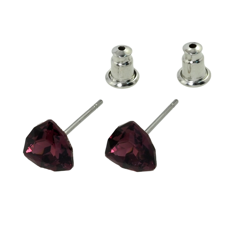 Сережки Xuping колір Родій з кристалами Swarovski пусети Трикутний кристал Burgundy 7 мм фото №20 Сережки Xuping колір Родій з кристалами Swarovski пусети Трикутний кристал Burgundy 7 мм фото №20
