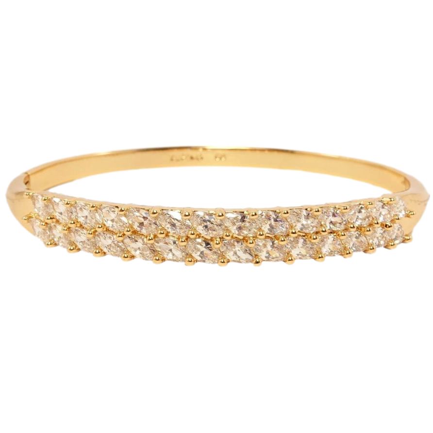 Браслет Xuping Позолота 18K Две дорожки овальных кристаллов ø 6см фото №1 Браслет Xuping Позолота 18K Две дорожки овальных кристаллов ø 6см фото №1