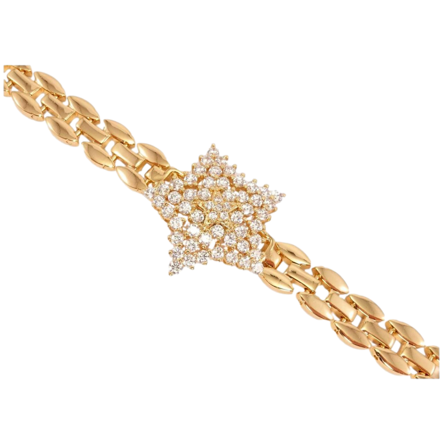 Браслет Xuping Позолота 18K Браслетное плетение вставка кристальная звезда длинна 19,5см х 9мм фото №1 Браслет Xuping Позолота 18K Браслетное плетение вставка кристальная звезда длинна 19,5см х 9мм фото №1