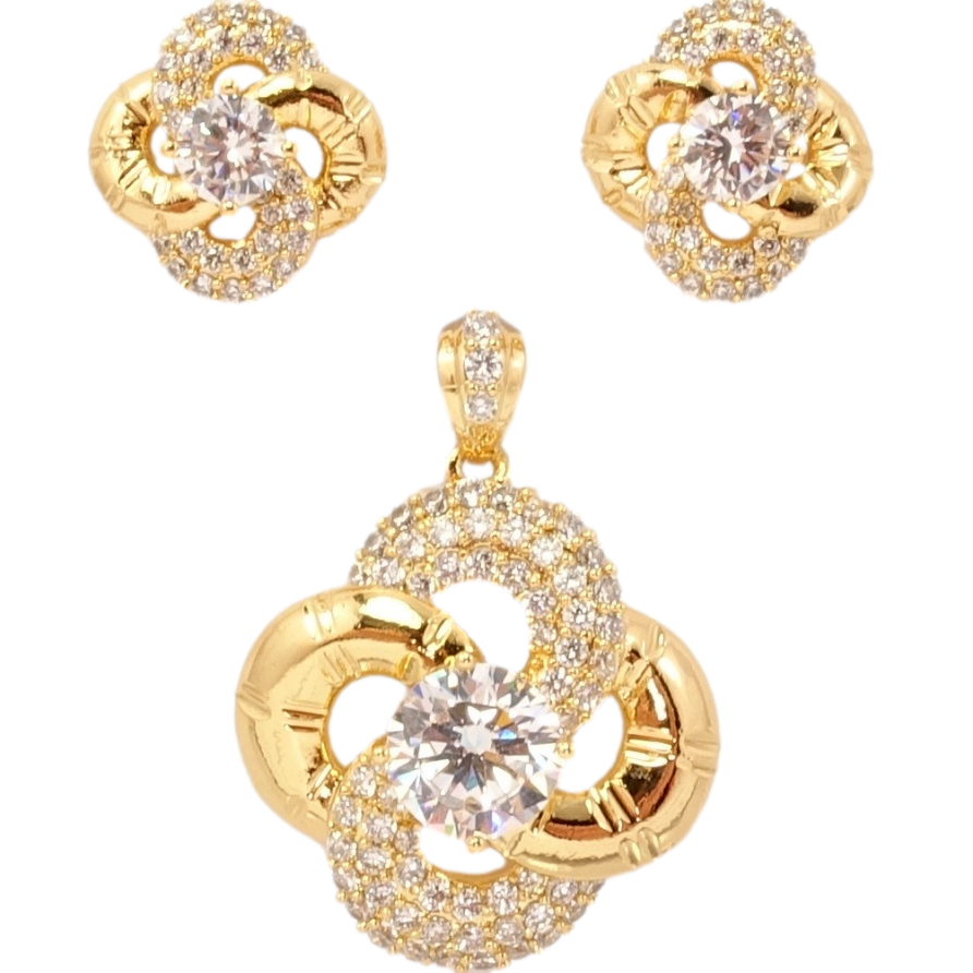 Набор Xuping Позолота 18K Серьги Кулон Декоративные цветочки с цирконием фото №1 Набор Xuping Позолота 18K Серьги Кулон Декоративные цветочки с цирконием фото №1