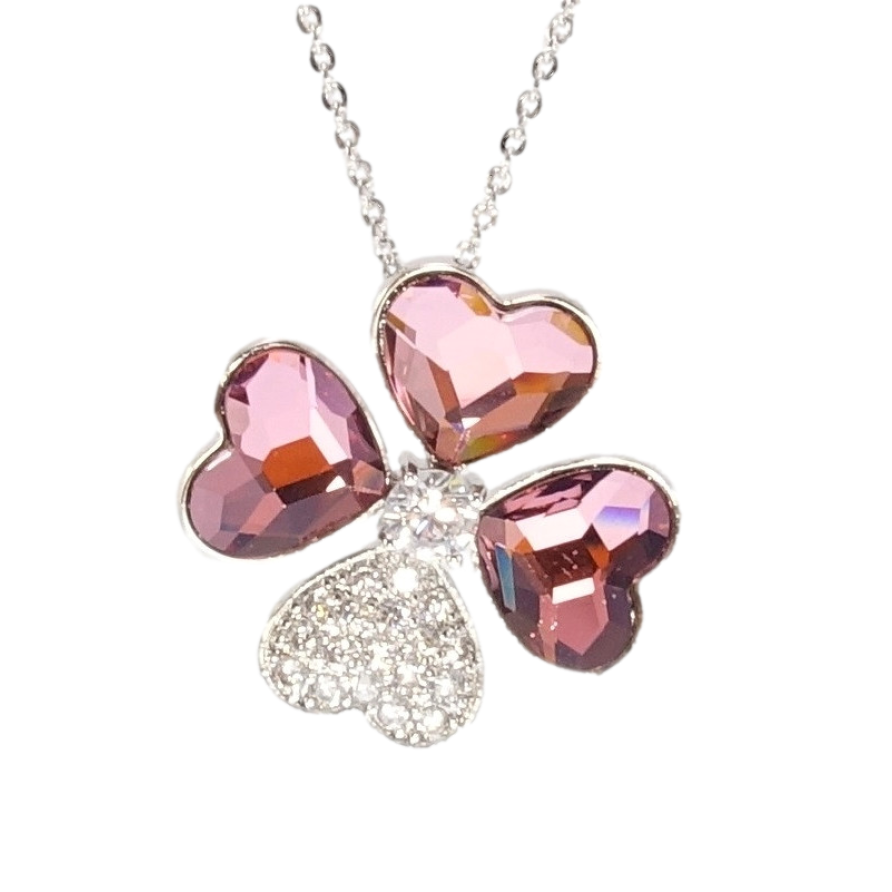Кулон Xuping цвет Родий с кристаллами Swarovski на цепочке Клевер с кристаллами Rose длина 39-43.5см х 1мм фото №1 Кулон Xuping цвет Родий с кристаллами Swarovski на цепочке Клевер с кристаллами Rose длина 39-43.5см х 1мм фото №1