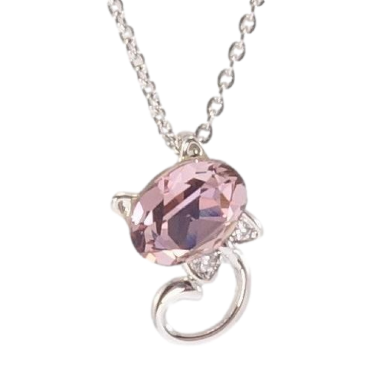 Кулон Xuping цвет Родий с кристаллами Swarovski на цепочке Котик с кристаллом Rose длина 39-44см х 1мм фото №13